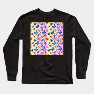 Butterflies hummingbirds and flowers Long Sleeve T-Shirt